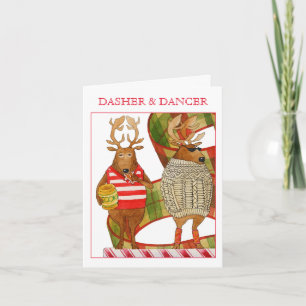 DASHER DANCER Weihnachtskarte Feiertagskarte