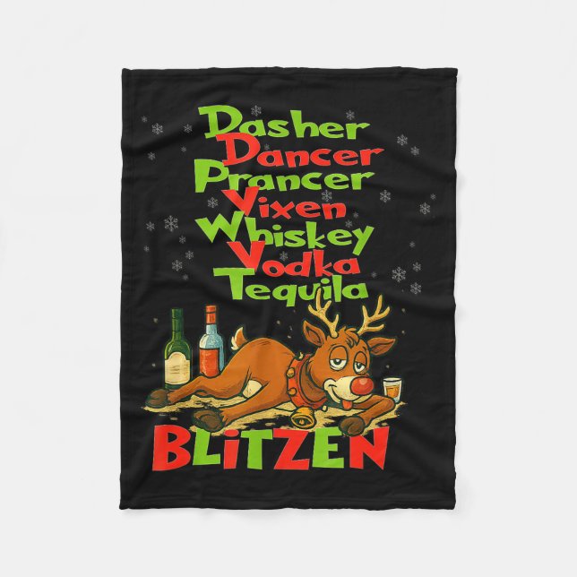 Dasher Dancer Whiskey Wodka Tequila Blitzen Christ Fleecedecke (Vorderseite)