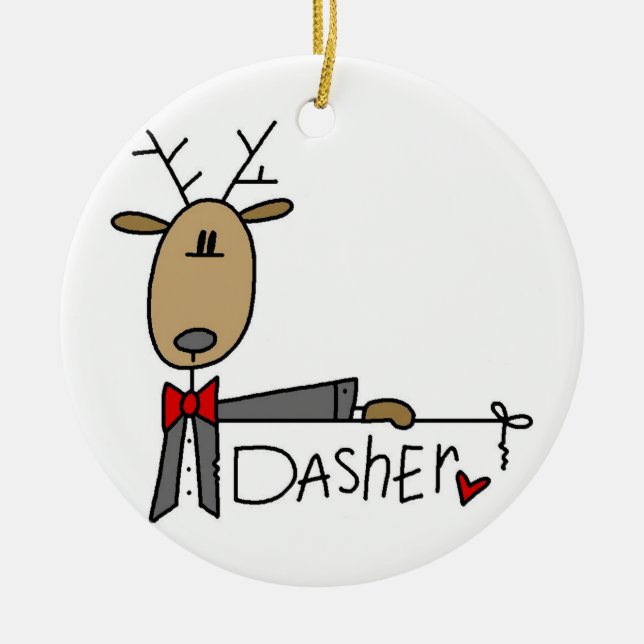 Dasher die Ren-Weihnachtsandenken-Verzierung Keramik Ornament (Vorne)