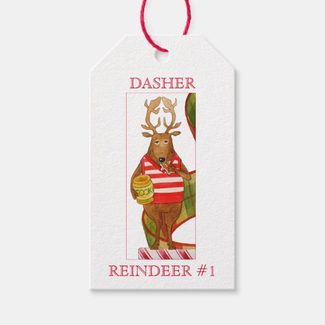 DASHER REINDEER Geschenktasten Geschenkanhänger (Vorderseite)