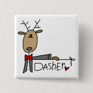 Dasher-Rentier-Weihnachts-T-Shirts und Geschenke Button