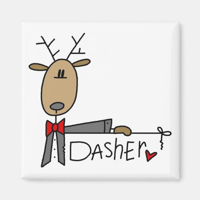Dasher Rentier Weihnachtsgeschenke und T - Shirt Magnet (Vorne)
