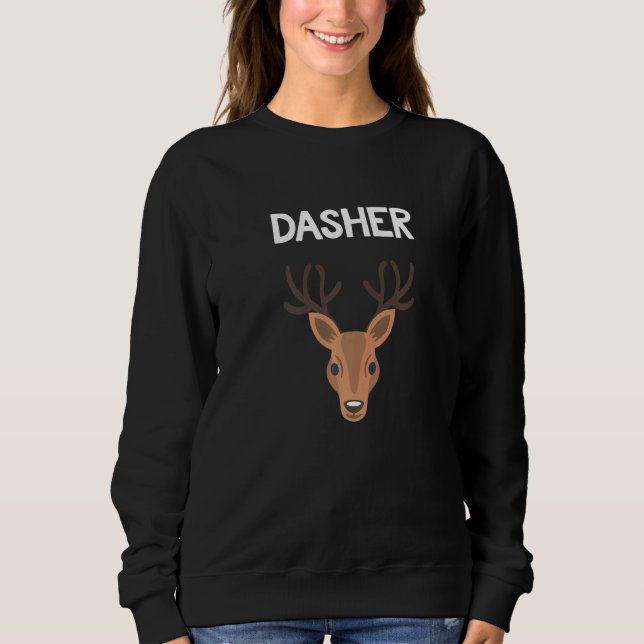 Dasher Santa Reindeer Matching Family Group Christ Sweatshirt (Vorderseite)