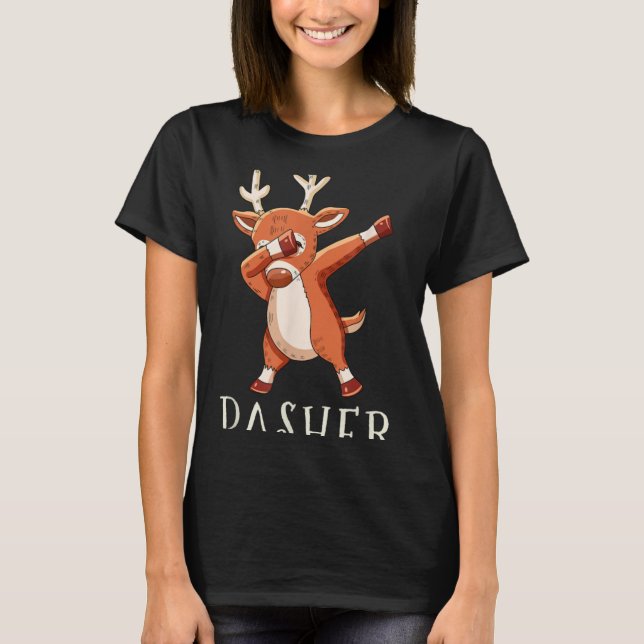 Dasher Santas Reindeers Family Matching Outfit Chr T-Shirt (Vorderseite)