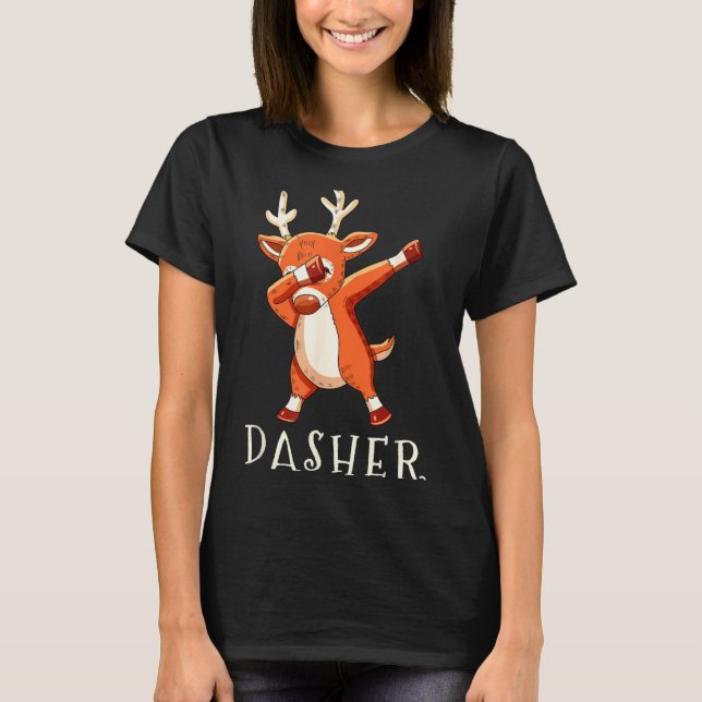 Dasher Santas Reindeers Family Matching Outfit Chr T-Shirt (Vorderseite)