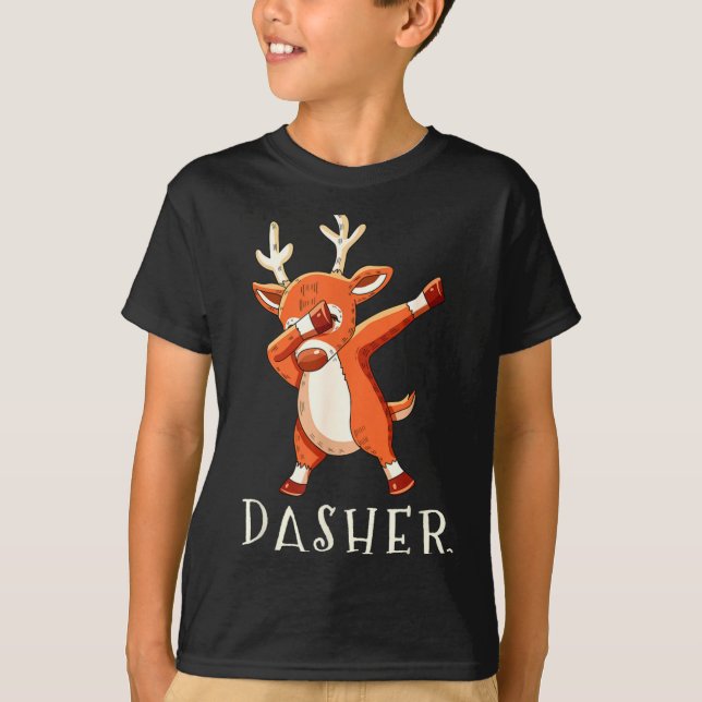 Dasher Santas Reindeers Family Matching Outfit Chr T-Shirt (Vorderseite)