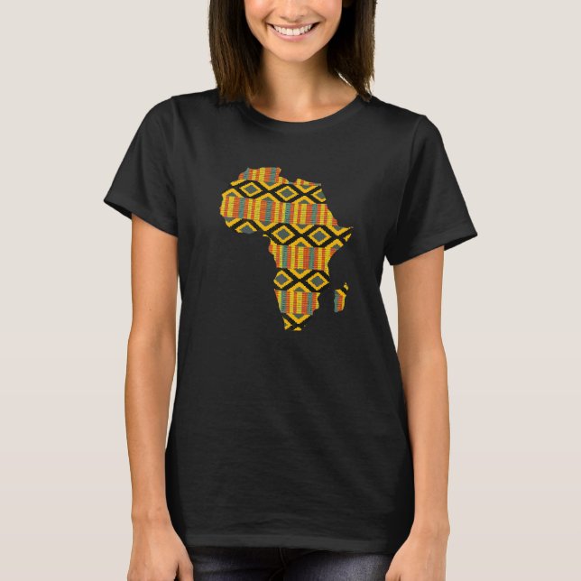 Dashiki Print African Map Tribal Ethnic Kente Clot T-Shirt (Vorderseite)