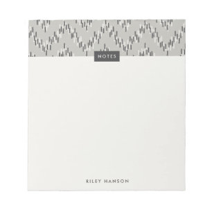 Dashing Boho Ikat Zig Zag Muster Notepad - Grau Notizblock
