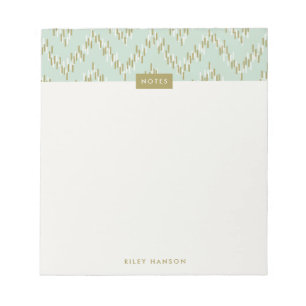 Dashing Boho Ikat Zig Zag Muster Notepad - Grün Notizblock