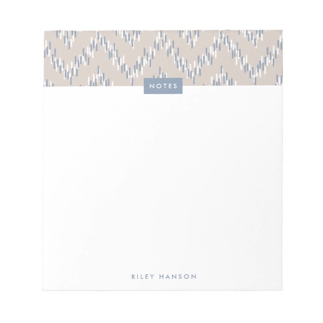 Dashing Boho Ikat Zig Zag Muster Notepad - Taupe Notizblock (Vorderseite)