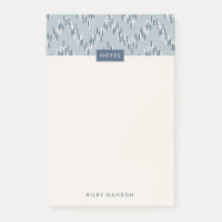 Dashing Boho Ikat Zig Zag Muster Post-It - Blau