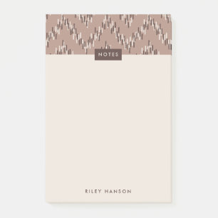 Dashing Boho Ikat Zig Zag Muster Post-It - Brown Klebezettel