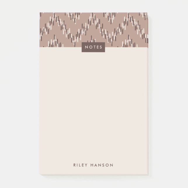 Dashing Boho Ikat Zig Zag Muster Post-It - Brown Klebezettel (Vorderseite)