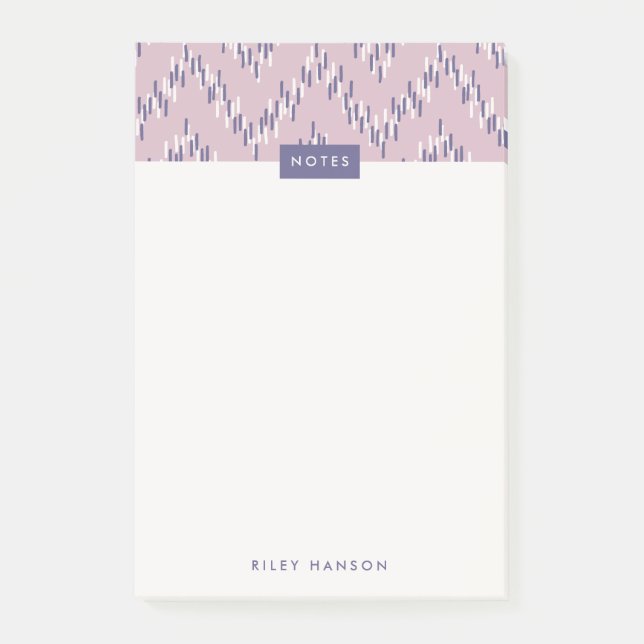 Dashing Boho Ikat Zig Zag Muster Post-It - Lila Klebezettel (Vorderseite)