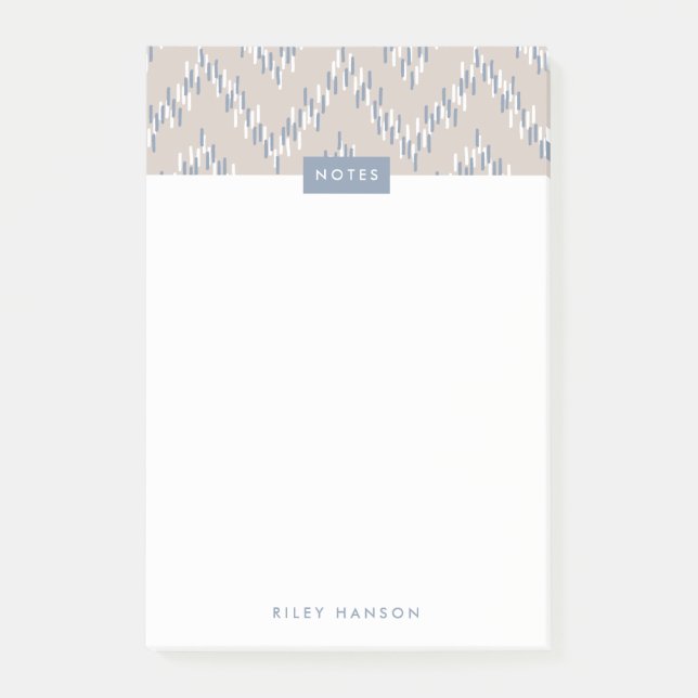 Dashing Boho Ikat Zig Zag Muster Post-it - Taupe Klebezettel (Vorderseite)