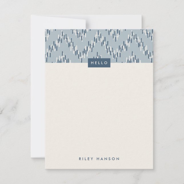 Dashing Boho Ikat Zig Zag Stationery - Blue (Vorderseite)