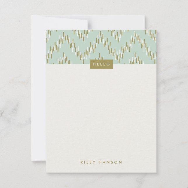 Dashing Boho Ikat Zig Zag Stationery - Green (Vorderseite)