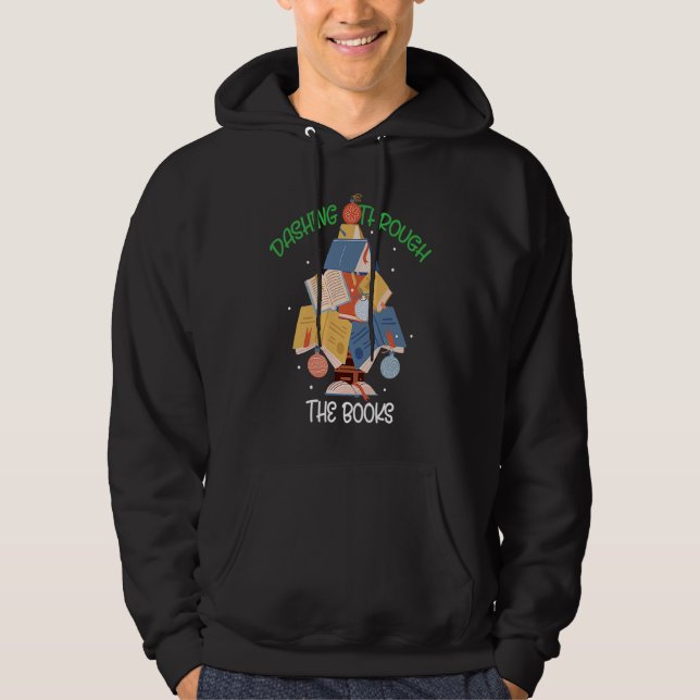 Dashing Books Christmas Xmas Holiday Love Reading Hoodie (Vorderseite)