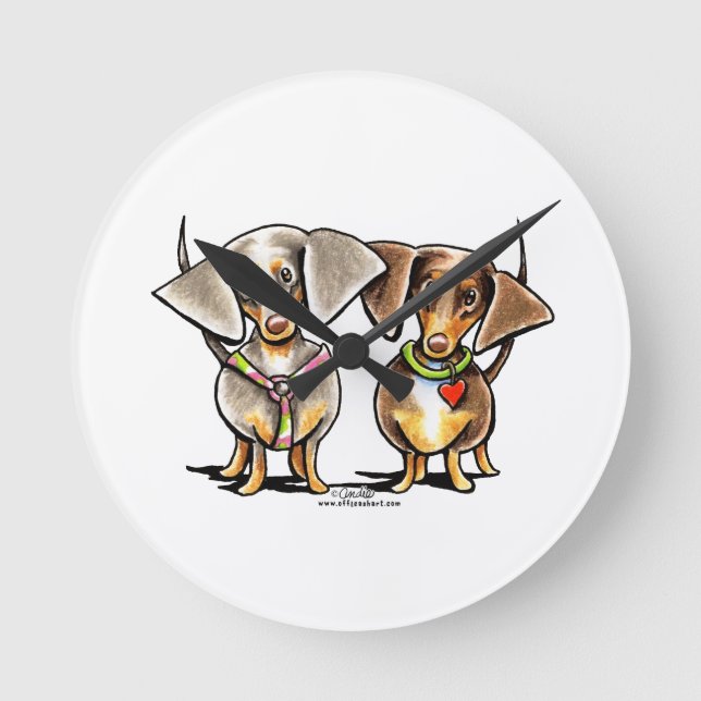 Dashing Dappled-Dackeln Runde Wanduhr (Vorderseite)