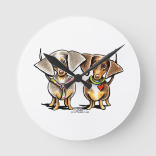 Dashing Dappled-Dackeln Runde Wanduhr