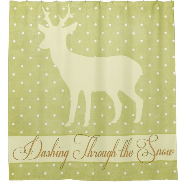 Dashing Deer Dusche Vorhang - Kalkgrüner Polka Dot (Vorderseite)