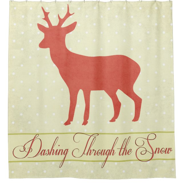 Dashing Deer Shotain - Cream Polka Dot Duschvorhang (Vorderseite)