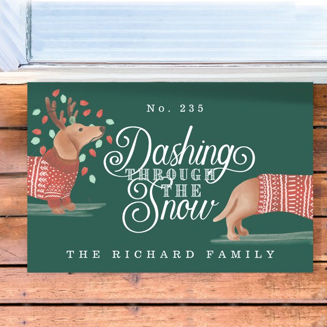 Dashing durch den Schnee Dackel Hund Sweater Fußmatte (Von Creator hochgeladen)