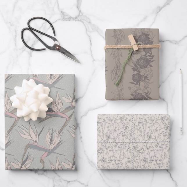 Dashing Groom-Set C, Tropical Romance Gift Wrap Geschenkpapier Set (Vorderseite)