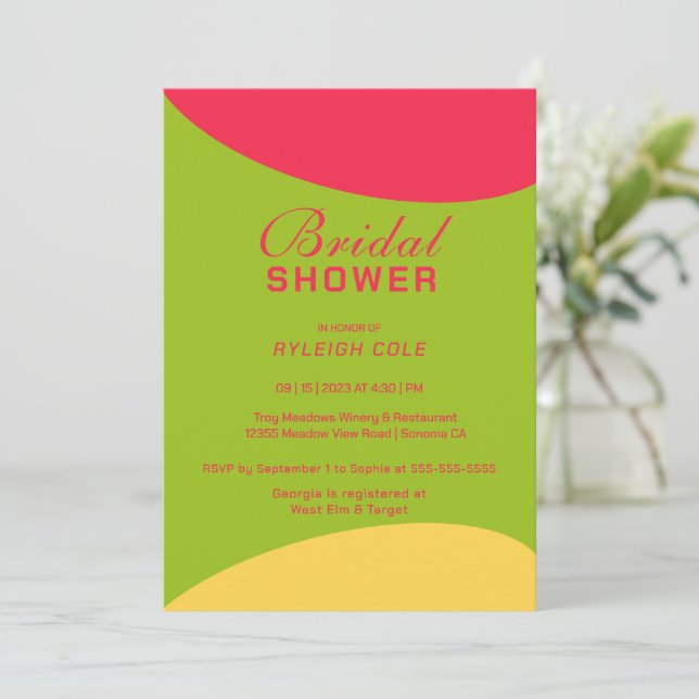 Dashing Modern Bridal Dusche Einladung (Stehend Vorderseite)