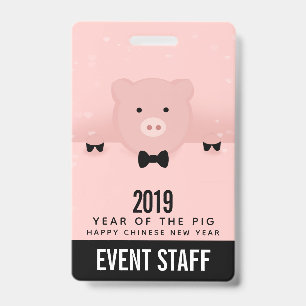 Dashing Pink Pig Niedlich Chinesisch Neujahr 2019 Ausweis