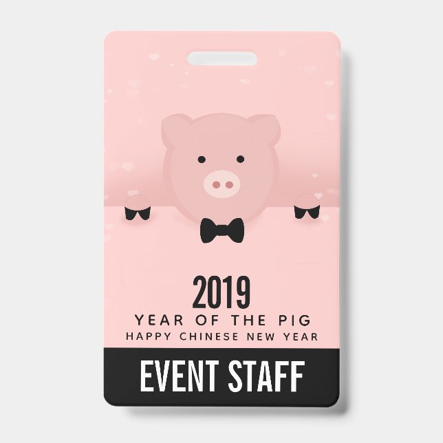 Dashing Pink Pig Niedlich Chinesisch Neujahr 2019 Ausweis (Vorderseite)