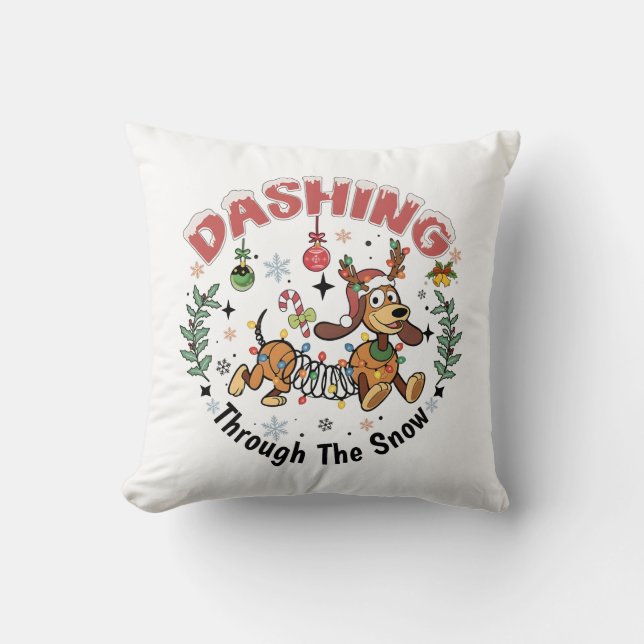 Dashing Through the Snow Funny Dachshund Dog Xmas Kissen (Vorderseite)