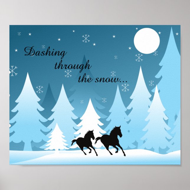 Dashing Through the Snow ~ Horse Holiday Weihnacht Poster (Vorne)