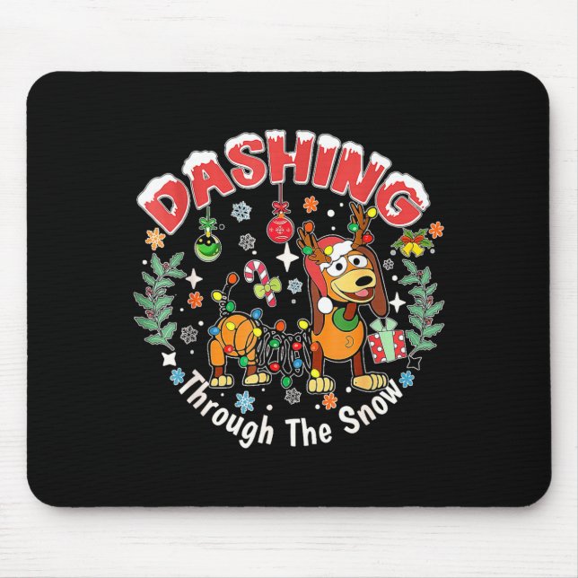 Dashing Through The Snow Slink Dog Christmas  Mousepad (Vorne)