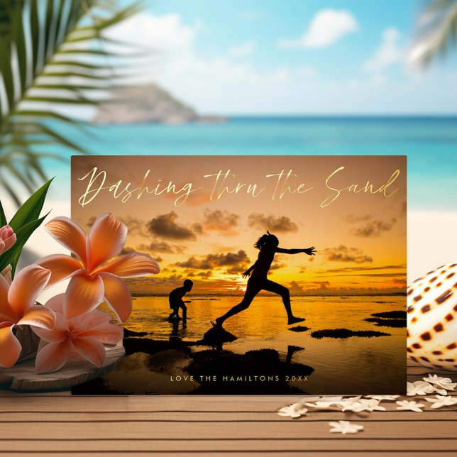 Dashing Thru der Sandstrand Folien Feiertagskarte (Von Creator hochgeladen)