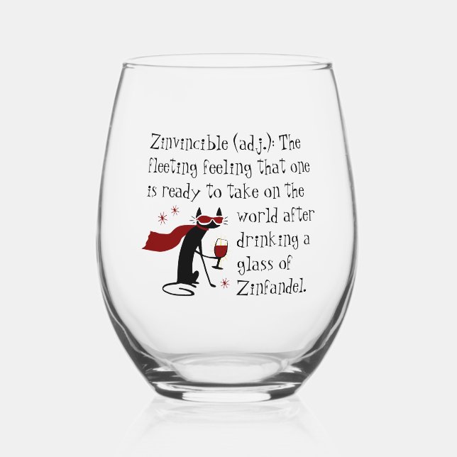 Dass Zinvinciable Gefühl Funny Zin Weinangebot Weinglas Ohne Stiel (Vorderseite)