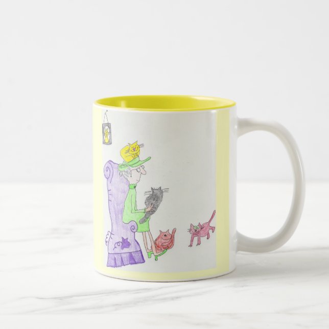 Dat Katzendame Schale Zweifarbige Tasse (Rechts)
