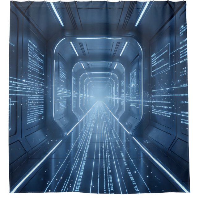Data Corridor – Futuristischer Korridor Kunst Dusc Duschvorhang (Vorderseite)