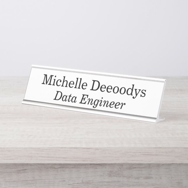 Data Engineer Weiß Schreibtischnamensplakette (Vorderseite )