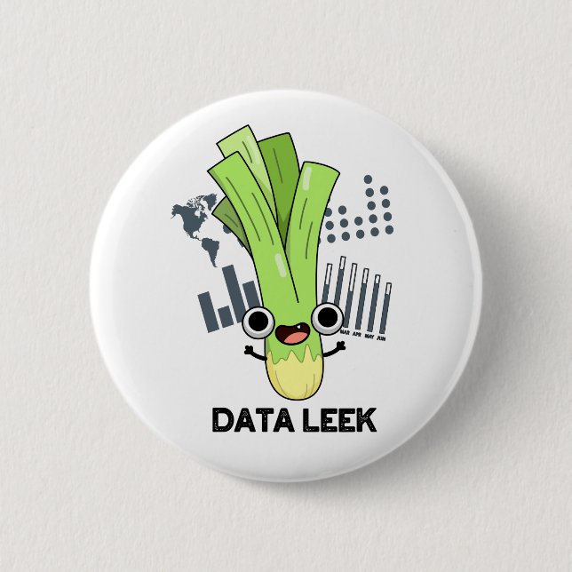 Data Leek Funny Computer Veggie Pun Button (Vorderseite)
