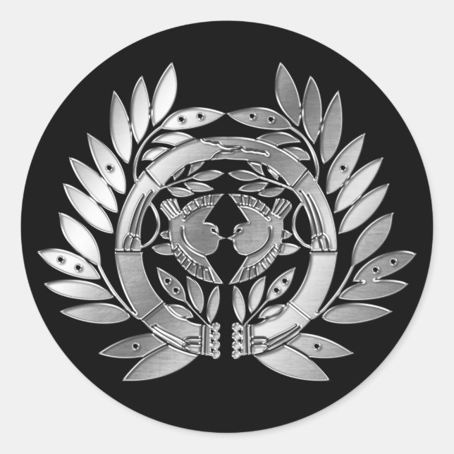 Date Clan Kamon Silver Chrome Runder Aufkleber (Vorderseite)