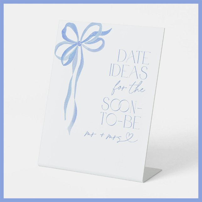 Date Ideas Blue Bow Brautparty Game Sockelschild (Von Creator hochgeladen)