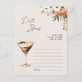 Date Ideas Espresso Martini Brautparty Game Postkarte