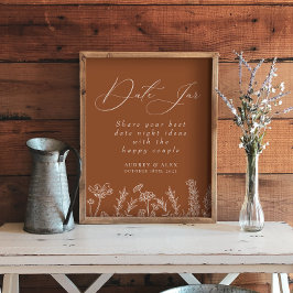 Date Jar Burnt Orange Wildblume Brautparty Poster