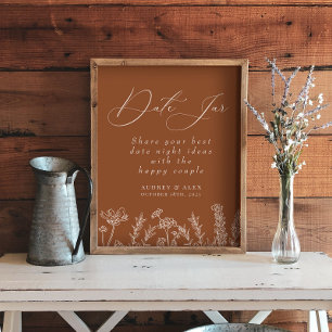 Date Jar Burnt Orange Wildflower Brautparty Poster