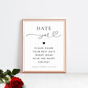 Date Jar Heart Script Minimal Brautparty Sign Poster