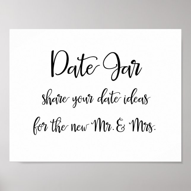 Date Jar Ideas Hochzeitszeichen Poster (Vorne)