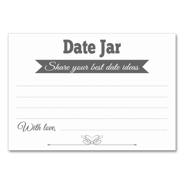 Date Jar Ideas Wedding Cards Table Cards - Grau Tischnummer (Vorderseite)