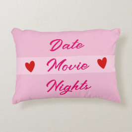 Date Movie Nights Typografie Girl Pink Dekokissen