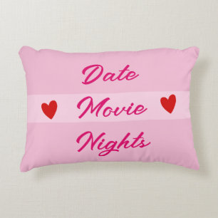 Date Movie Nights Typografie Girl Pink Dekokissen